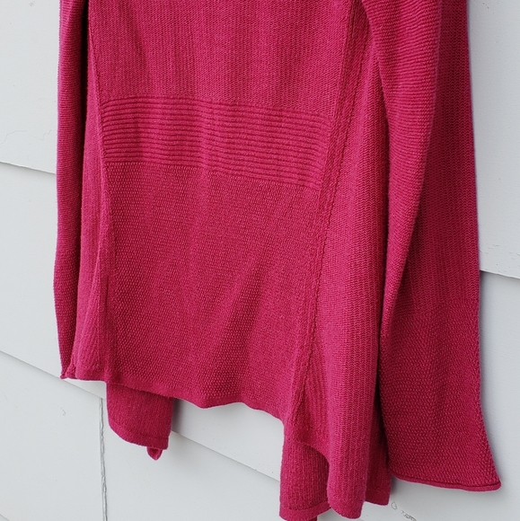 Nic & Zoe Open Front Cozy Knit Cardigan -Dark Pink - Picture 8 of 8